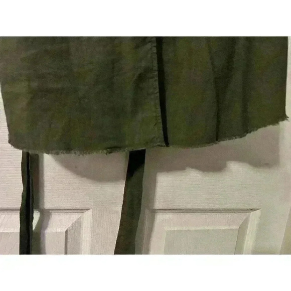 Torrid Womens 0X Army Green Linen Blend Button Front Shirt Jacket Belted EUC - Picture 3 of 8